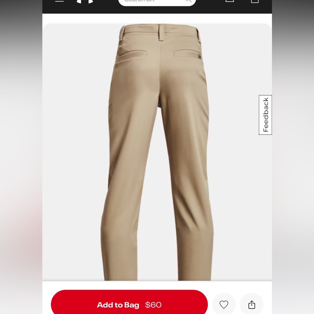 Under armour boys match play pant NWT size youth XS tan color